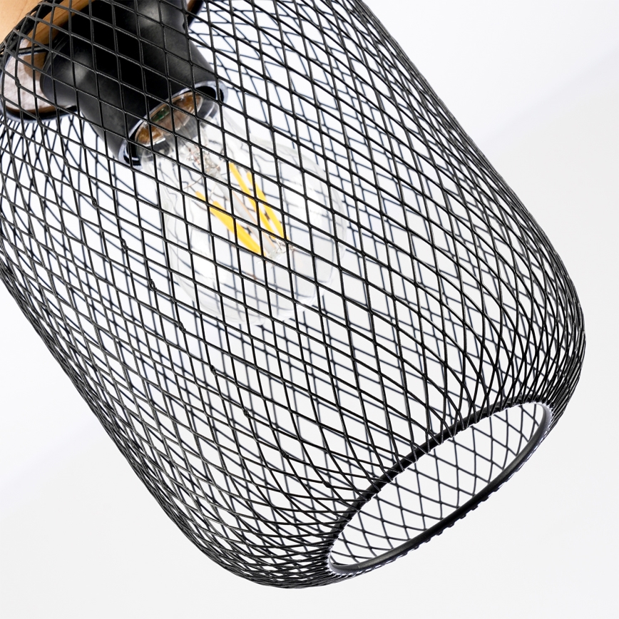 Brilagi - Lampa wisząca na lince BASKLITE 1xE27/15W/230V, drewno/czarny
