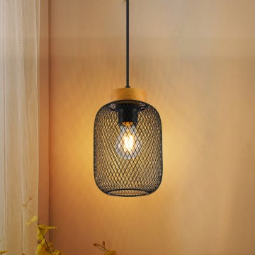 Brilagi - Lampa wisząca na lince BASKLITE 1xE27/15W/230V drewno kauczukowe/czarny