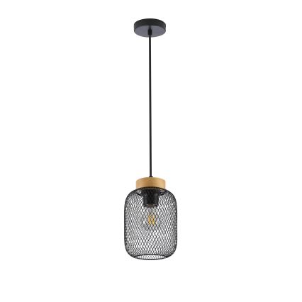 Brilagi - Lampa wisząca na lince BASKLITE 1xE27/15W/230V drewno kauczukowe/czarny