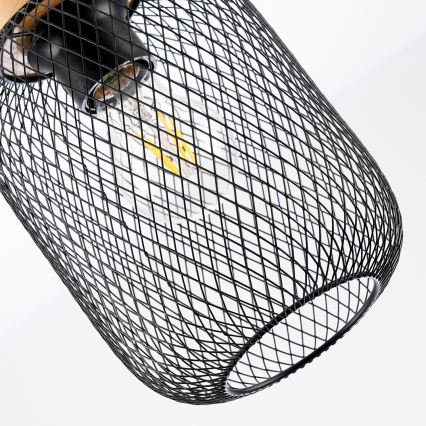 Brilagi - Lampa wisząca na lince BASKLITE 1xE27/15W/230V drewno kauczukowe/czarny