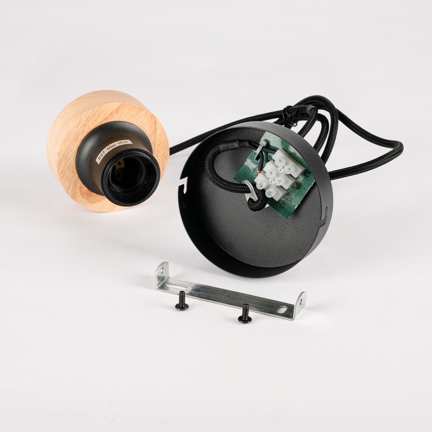 Brilagi - Lampa wisząca na lince BASKLITE 1xE27/15W/230V drewno kauczukowe/czarny