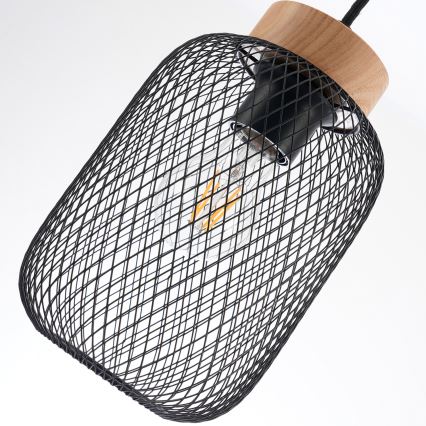 Brilagi - Lampa wisząca na lince BASKLITE 3xE27/15W/230V drewno/czarny