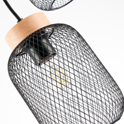 Brilagi - Lampa wisząca na lince BASKLITE 3xE27/15W/230V drewno kauczukowca/czarna