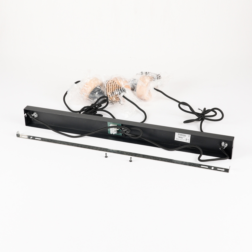 Brilagi - Lampa wisząca na lince BASKLITE 3xE27/15W/230V, drewno kauczukowe/czarna