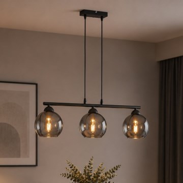 Brilagi - Lampa wisząca na lince DIOR 3xE27/60W/230V czarna/przydymiona szara