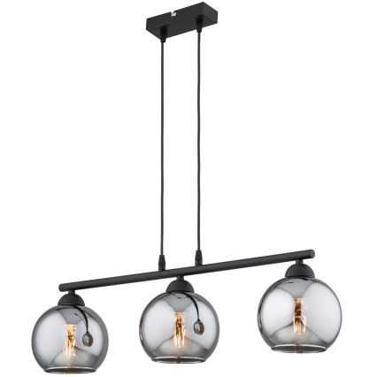 Brilagi - Lampa wisząca na lince DIOR 3xE27/60W/230V czarna/przydymiona szara