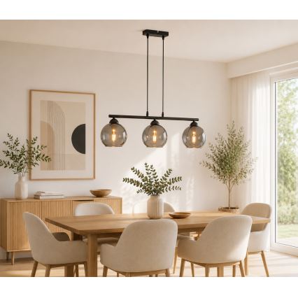 Brilagi - Lampa wisząca na lince DIOR 3xE27/60W/230V czarna/przydymiona szara