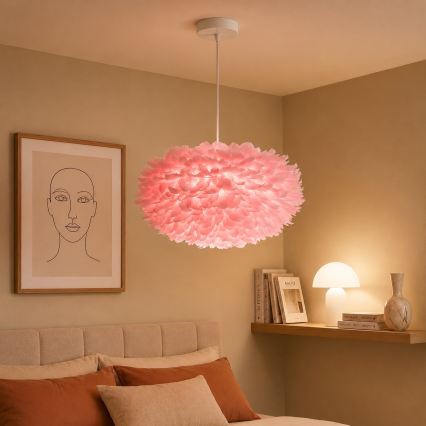 Brilagi - Lampa wisząca na lince FEATHER 3xE27/40W/230V śr. 50 cm różowa