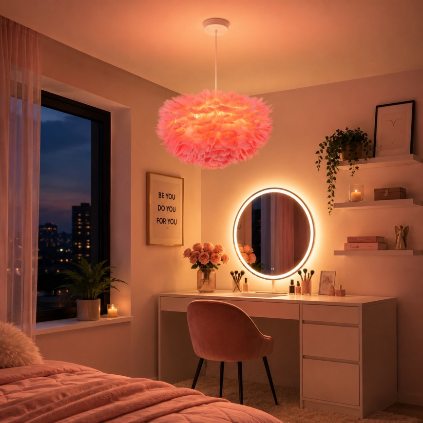 Brilagi - Lampa wisząca na lince FEATHER 3xE27/40W/230V śr. 50 cm różowa