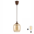 Brilagi - Lampa wisząca na lince LED RETRO GLASS 1xE27/60W/230V śr. 14 cm brązowa/przydymiona brązowa