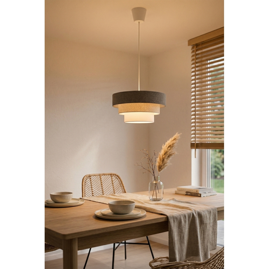 Brilagi - Lampa wisząca na lince LUNETA 1xE27/60W/230V śr. 40 cm szary/kremowy/biały