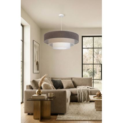 Brilagi - Lampa wisząca na lince LUNETA 3xE27/60W/230V Ø80 cm szary/kremowy/biały