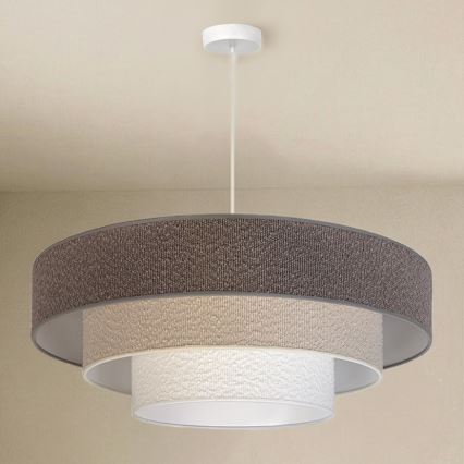 Brilagi - Lampa wisząca na lince LUNETA 3xE27/60W/230V Ø80 cm szary/kremowy/biały