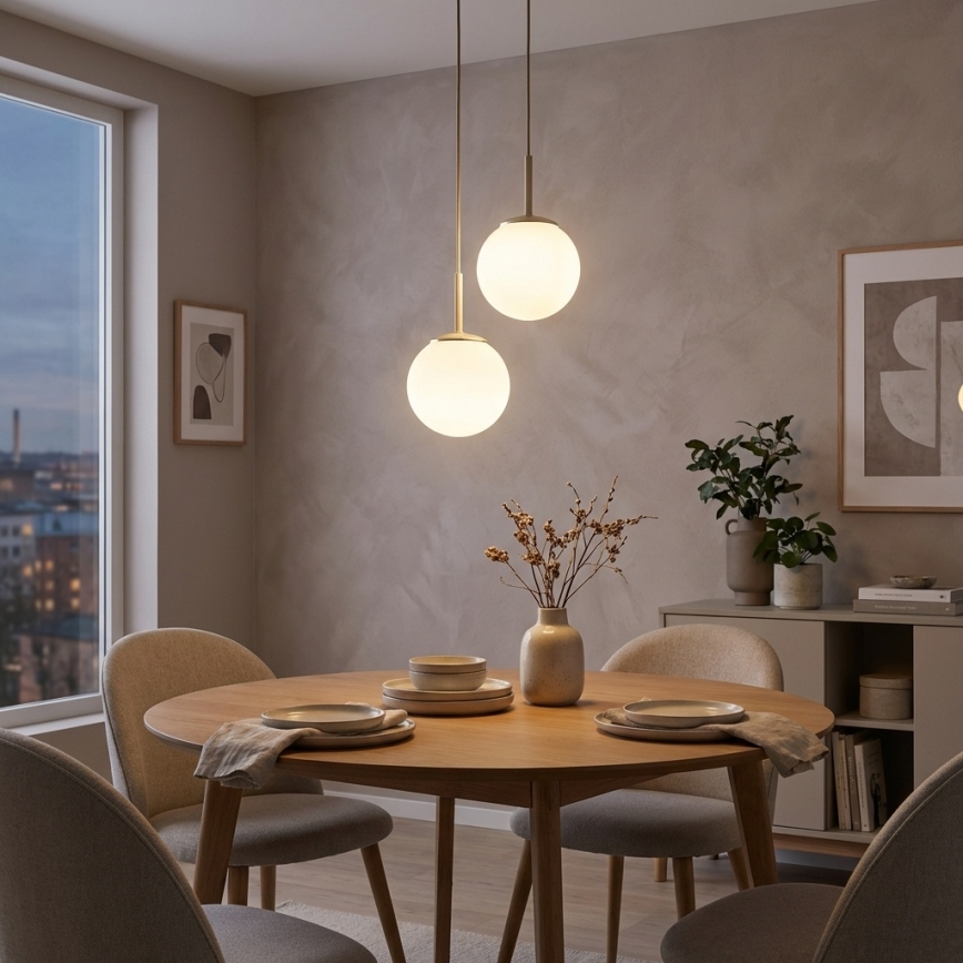 Brilagi - Lampa wisząca na lince MILO ECRU 2xE27/60W/230V beżowy/złoty