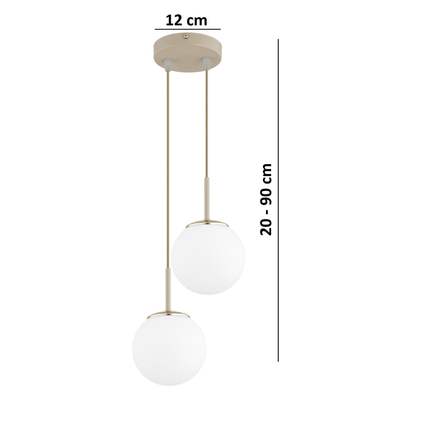 Brilagi - Lampa wisząca na lince MILO ECRU 2xE27/60W/230V beżowy/złoty