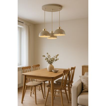 Brilagi - Lampa wisząca na lince MOON 3xE27/60W/230V beżowa/złota