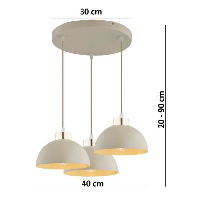 Brilagi - Lampa wisząca na lince MOON 3xE27/60W/230V beżowa/złota