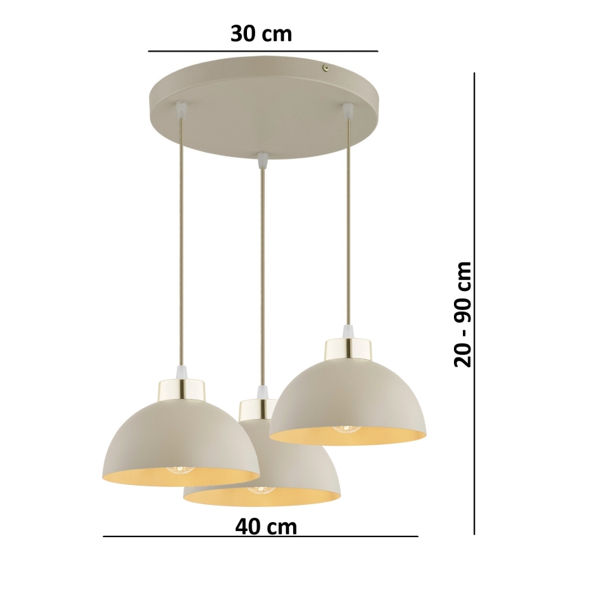 Brilagi - Lampa wisząca na lince MOON 3xE27/60W/230V beżowa/złota