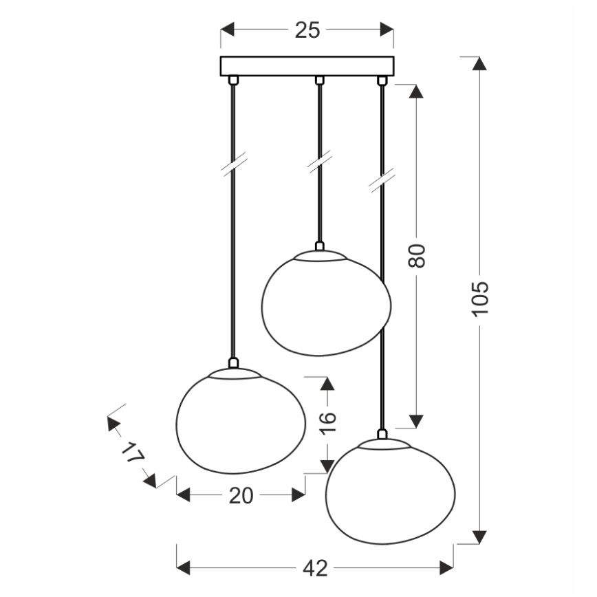 BRILAGI - Lampa wisząca na lince PEBBLES 3xE27/40W/230V średnica 42 cm czarny
