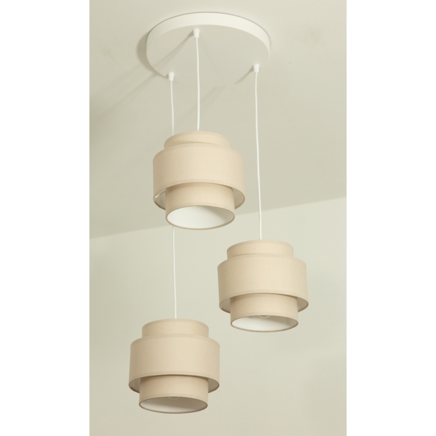 Brilagi - Lampa wisząca na lince RESNA 3xE27/60W/230V śr. 45 cm beżowy