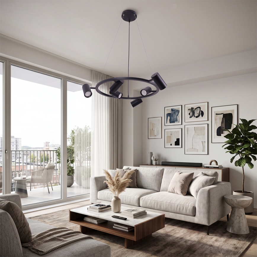 BRILAGI - Lampa wisząca na lince SELE 6xGU10/30W/230V czarna