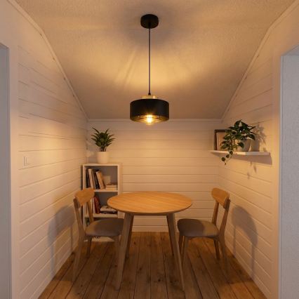 Brilagi - Lampa wisząca na lince SPRING 1xE27/60W/230V Ø 20 cm czarna/złota