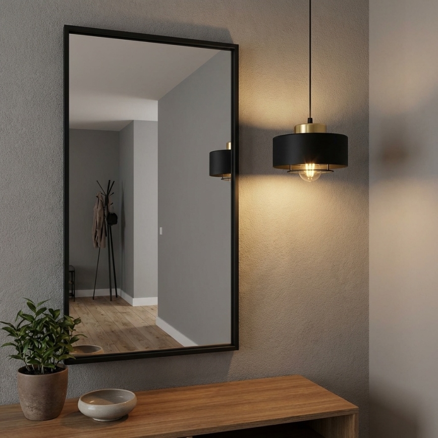Brilagi - Lampa wisząca na lince SPRING 1xE27/60W/230V Ø 20 cm czarna/złota