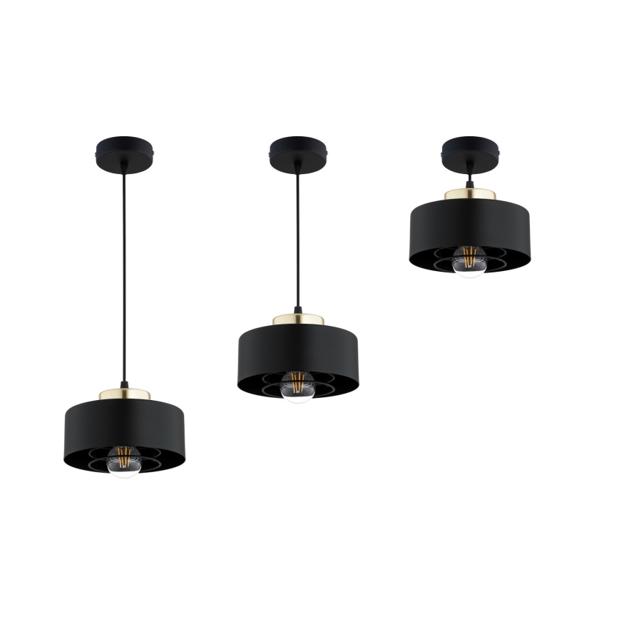 Brilagi - Lampa wisząca na lince SPRING 1xE27/60W/230V Ø 20 cm czarna/złota