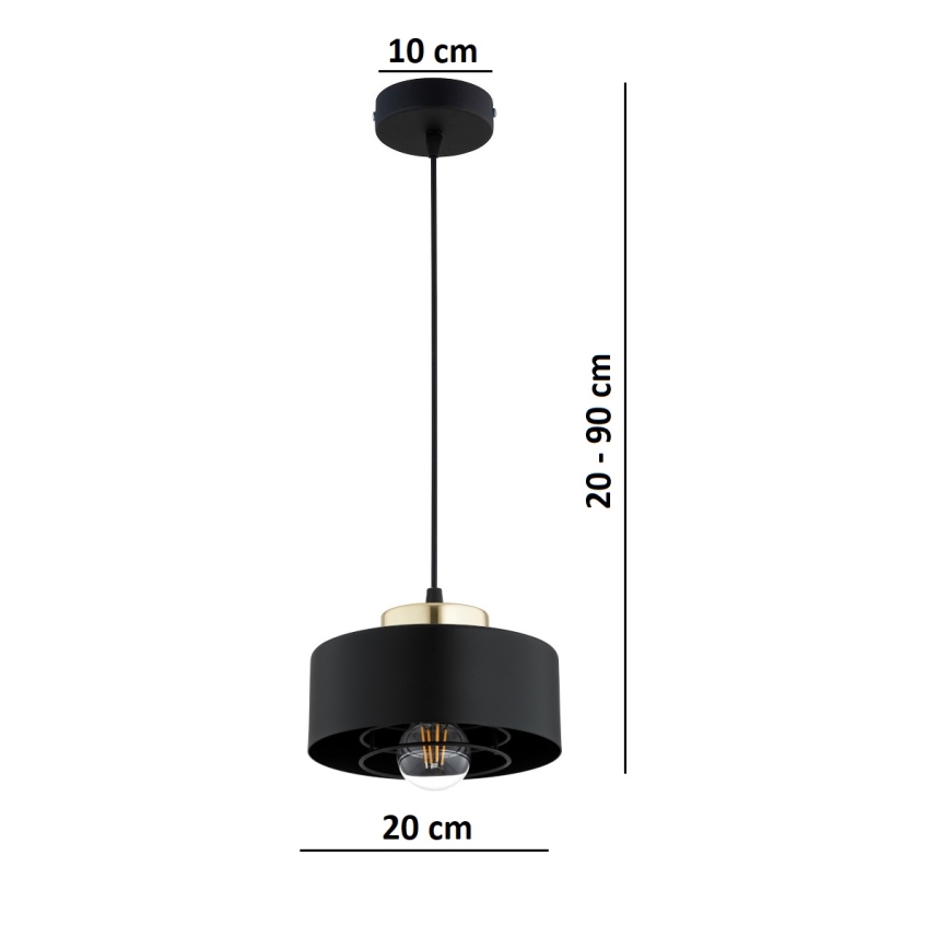 Brilagi - Lampa wisząca na lince SPRING 1xE27/60W/230V Ø 20 cm czarna/złota