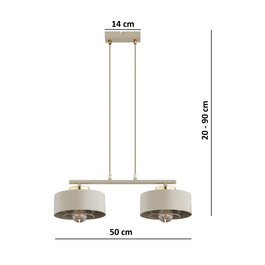 BRILAGI - Lampa wisząca na lince SPRING 2xE27/60W/230V beżowa/złota