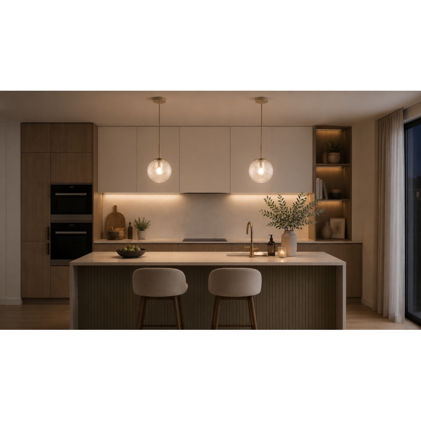 Brilagi - Lampa wisząca na lince STELLA 1xE27/60W/230V śr. 15 cm beżowy/złoty