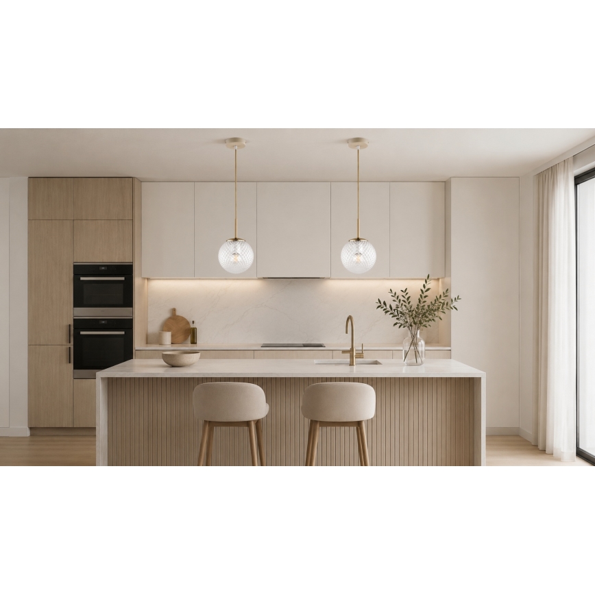 Brilagi - Lampa wisząca na lince STELLA 1xE27/60W/230V śr. 15 cm beżowy/złoty