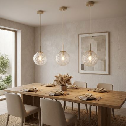 Brilagi - Lampa wisząca na lince STELLA 1xE27/60W/230V śr. 18 cm beżowo-złota