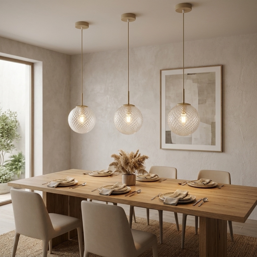 Brilagi - Lampa wisząca na lince STELLA 1xE27/60W/230V śr. 18 cm beżowo-złota