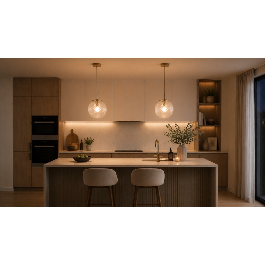 Brilagi - Lampa wisząca na lince STELLA 1xE27/60W/230V śr. 18 cm beżowo-złota
