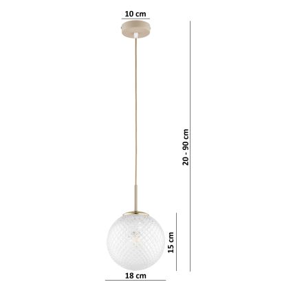 Brilagi - Lampa wisząca na lince STELLA 1xE27/60W/230V śr. 18 cm beżowo-złota