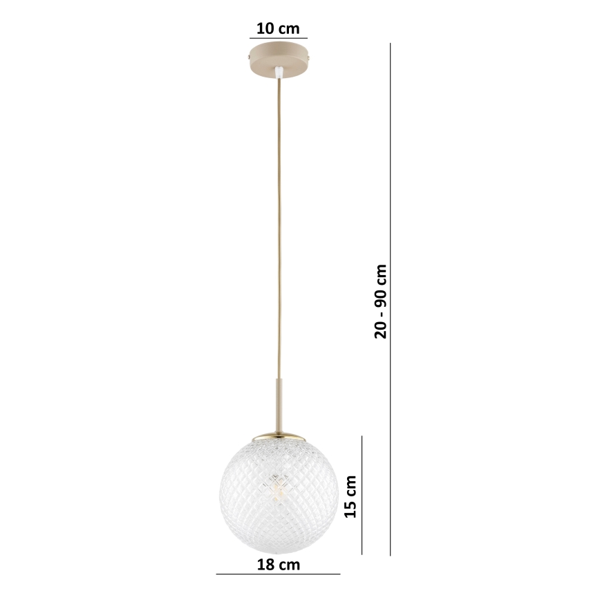 Brilagi - Lampa wisząca na lince STELLA 1xE27/60W/230V śr. 18 cm beżowo-złota