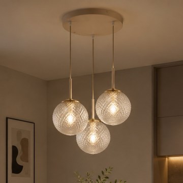 Brilagi - Lampa wisząca na lince STELLA 3xE27/60W/230V beżowo-złota