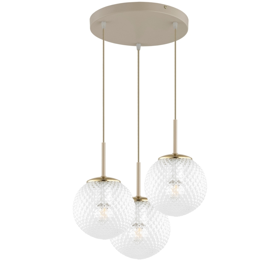 Brilagi - Lampa wisząca na lince STELLA 3xE27/60W/230V beżowo-złota