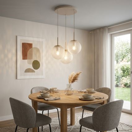 Brilagi - Lampa wisząca na lince STELLA 3xE27/60W/230V beżowo-złota