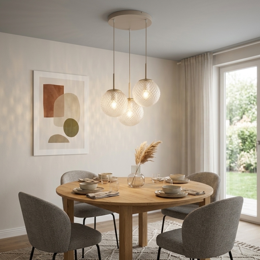 Brilagi - Lampa wisząca na lince STELLA 3xE27/60W/230V beżowo-złota