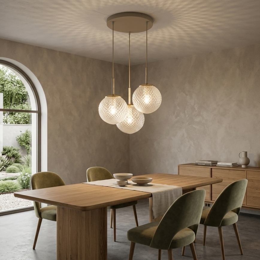 Brilagi - Lampa wisząca na lince STELLA 3xE27/60W/230V beżowo-złota