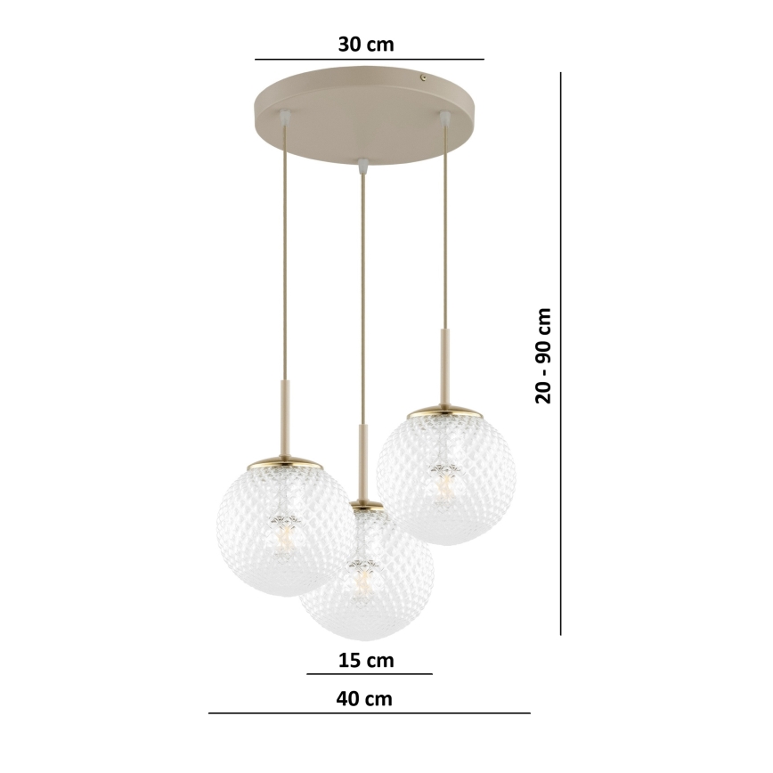 Brilagi - Lampa wisząca na lince STELLA 3xE27/60W/230V beżowo-złota