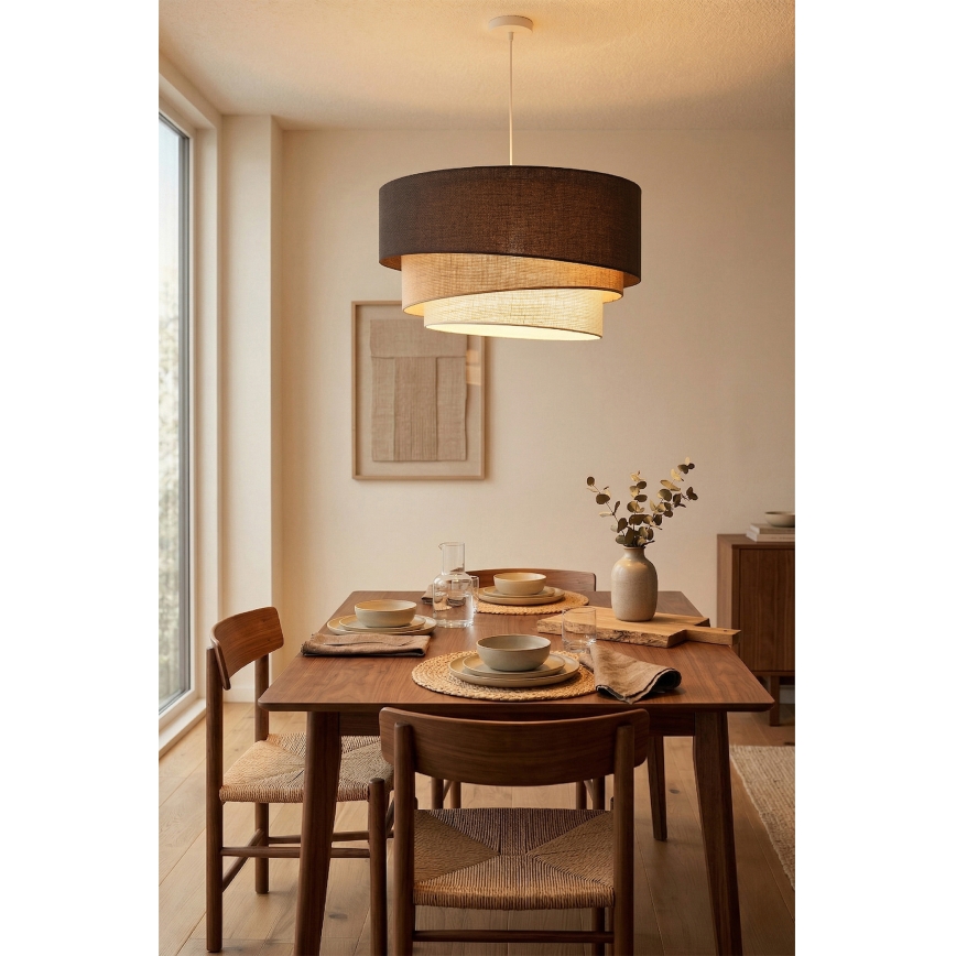 Brilagi - Lampa wisząca na lince TRIO 3xE27/60W/230V śr. 60 cm brązowy/beżowy/biały