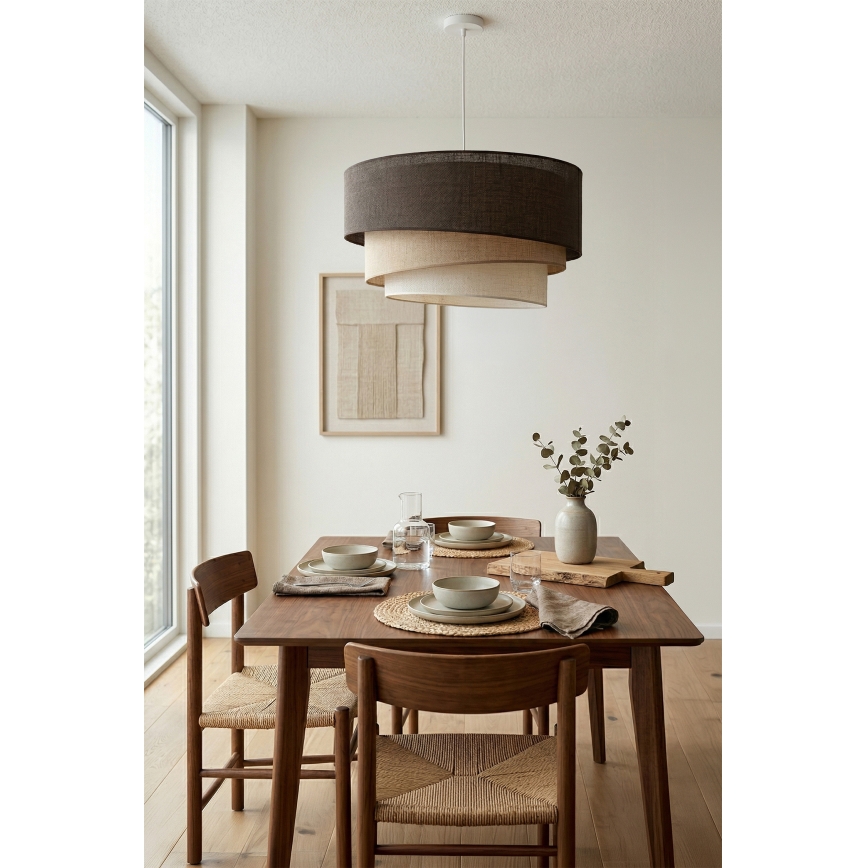 Brilagi - Lampa wisząca na lince TRIO 3xE27/60W/230V śr. 60 cm brązowy/beżowy/biały