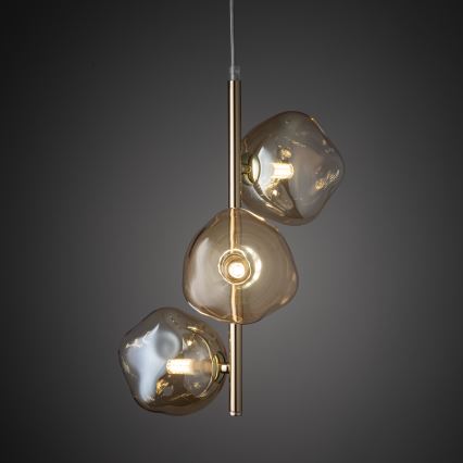 Brilagi - Lampa wisząca na lince VULCANO 3xG9/8W/230V złota/dymny beżowy