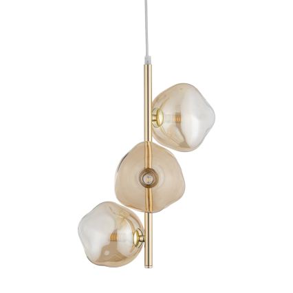 Brilagi - Lampa wisząca na lince VULCANO 3xG9/8W/230V złota/dymny beżowy