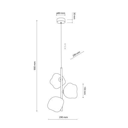 Brilagi - Lampa wisząca na lince VULCANO 3xG9/8W/230V złota/dymny beżowy