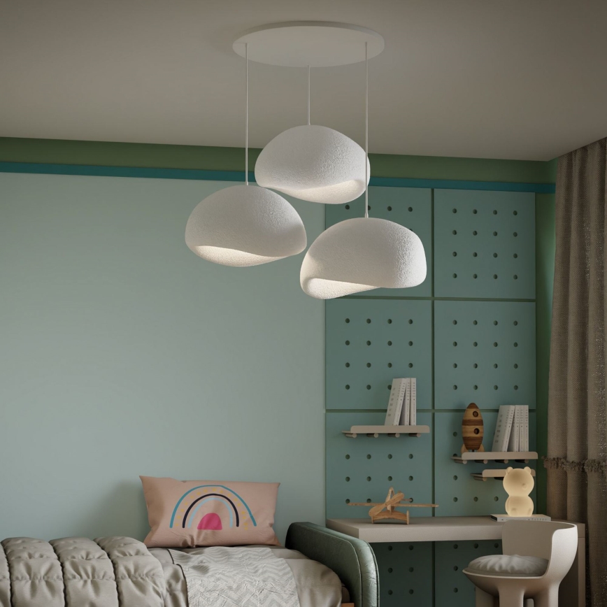 Brilagi - Lampa wisząca na lince WABI SABI 3xE27/40W/230V średnica 60 cm biała