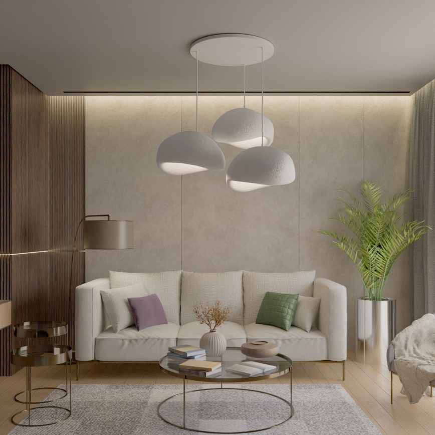 Brilagi - Lampa wisząca na lince WABI SABI 3xE27/40W/230V średnica 60 cm biała